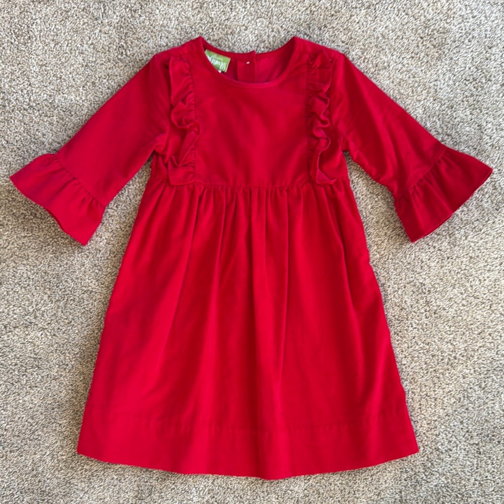 Classic Whimsy Vibrant Red Knee-Length with 3/4 Bell Sleeves